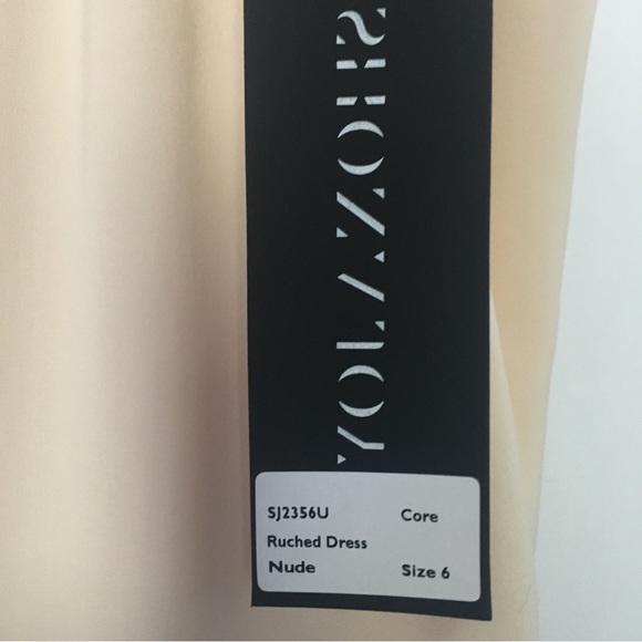 NWT Shona Joy High-Neck Ruched Nude Evening Occassion Wedding Dress, US Size 2 - Picture 9 of 11